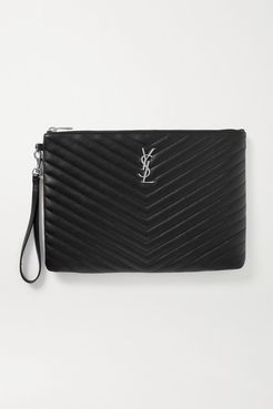 Monogram Quilted Leather Pouch - Black