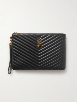 Monogram Quilted Leather Pouch - Black