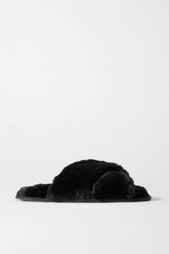 Faux Fur Slippers - Black