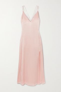 The Freudian Silk-satin Maxi Dress - Pastel pink