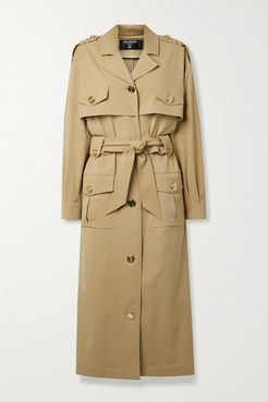 Belted Woven Trench Coat - Beige