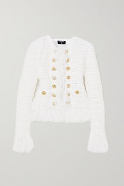 Fringed Tweed Blazer - White