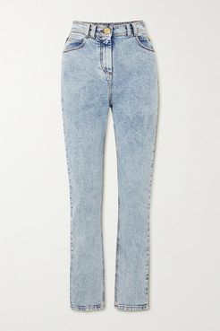Acid-wash High-rise Skinny Jeans - Blue