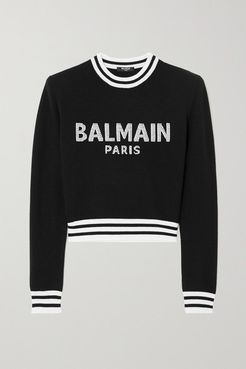 Intarsia Wool-blend Sweater - Black