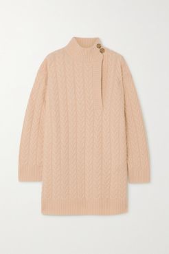 Medea Cutout Cable-knit Wool And Cashmere-blend Turtleneck Sweater - Beige