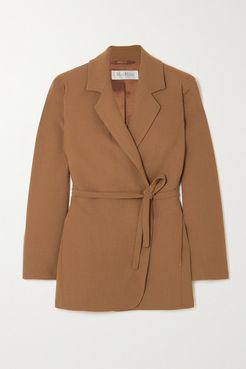 Squaw Belted Wool-blend Crepe Blazer - Camel