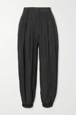 Pleated Taffeta Pants - Black