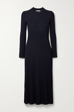 Nausica Ribbed-knit Midi Dress - Midnight blue