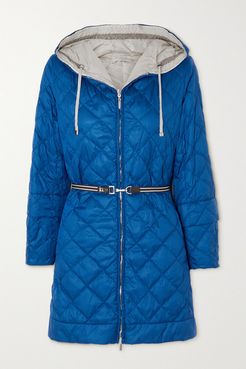 Cube Enovel Reversible Hooded Quilted Shell And Taffeta Down Jacket - Blue
