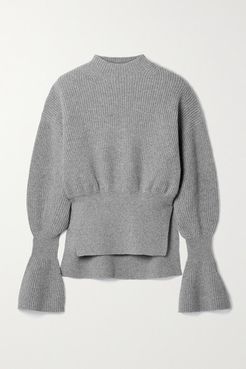 Ribbed Wool-blend Sweater - Gray