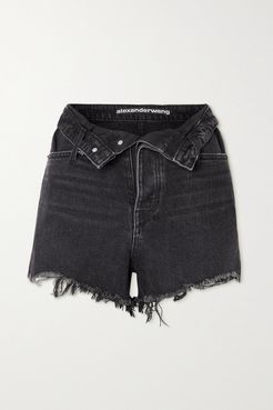 Bite Distressed Denim Shorts - Charcoal