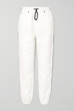 Striped Denim Track Pants - White