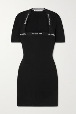 Intarsia Stretch-knit Mini Dress - Black