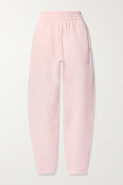 Printed Cotton-blend Jersey Track Pants - Pink