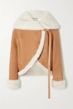 Leather-trimmed Shearling Jacket - Camel