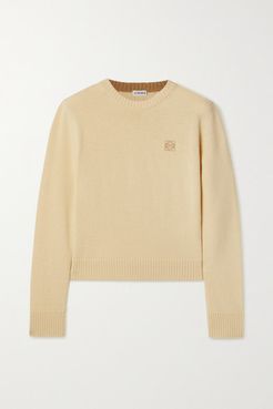 Embroidered Wool Sweater - Pastel yellow