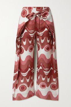 Maraise Layered Printed Linen And Tencel Lyocell-blend Wide-leg Pants
