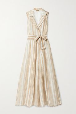 Sybil Striped Linen And Silk-blend Jumpsuit - Beige