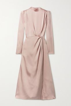 Kim Open-back Draped Silk-satin Midi Dress - Blush