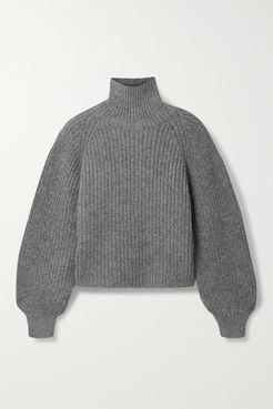Ainsley Ribbed-knit Turtleneck Sweater - Gray
