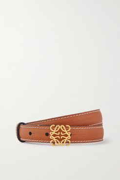Anagram Textured-leather Belt - Tan