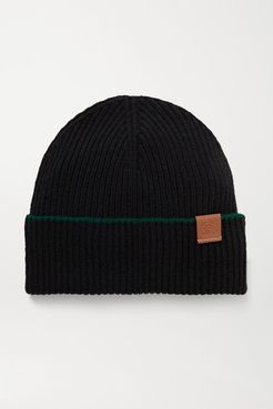 Ribbed Wool Beanie - Black