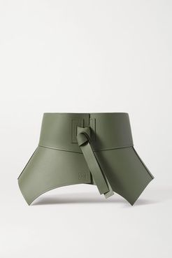 Obi Leather Waist Belt - Sage green