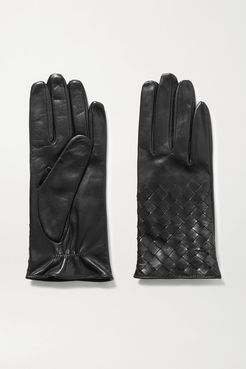 Woven Leather Gloves - Black