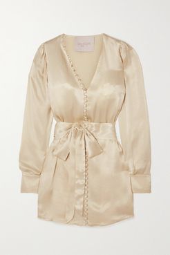 Envelope1976 - Nice Belted Satin Mini Dress - Cream