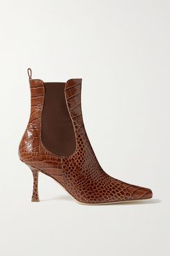 Chelsea Croc-effect Leather Ankle Boots - Brown