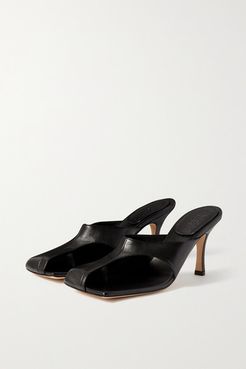 Mary Cutout Leather Mules - Black