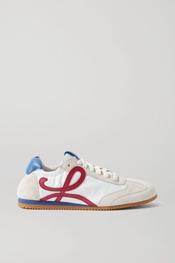 Ballet Runner Shell, Suede And Leather Sneakers - White