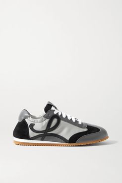 Ballet Runner Shell, Suede And Leather Sneakers - Gray
