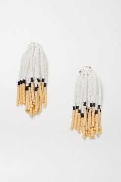 Bushy Enamel And Gold-tone Beaded Earrings - White