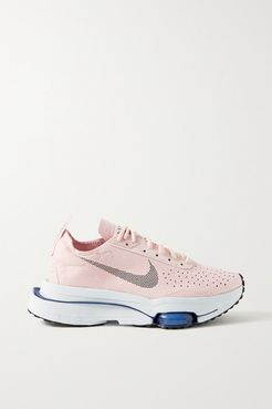 Air Zoom-type Rubber-trimmed Suede Sneakers - Blush