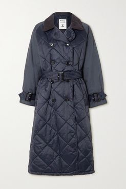 Alexachung Delia Corduroy-trimmed Quilted Shell Trench Coat - Navy