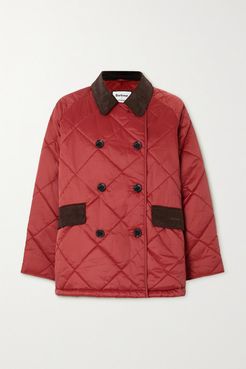 Alexachung Delia Corduroy-trimmed Quilted Cotton-shell Jacket - Red