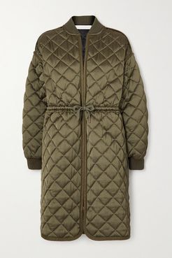 Quilted Satin Coat - Army green