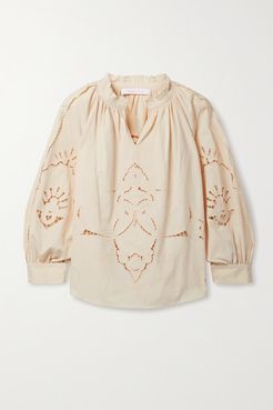 Broderie Anglaise Cotton Blouse - Blush
