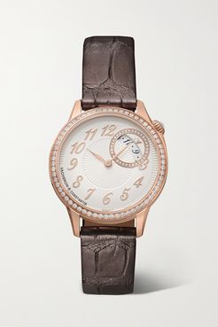 Égérie 30mm 18-karat Pink Gold, Alligator And Diamond Watch - Rose gold