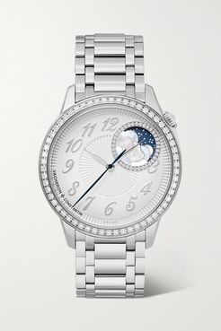 Egérie Automatic Moon-phase 37mm Stainless Steel And Diamond Watch - Silver