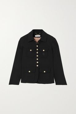 Embroidered Crepe Jacket - Black