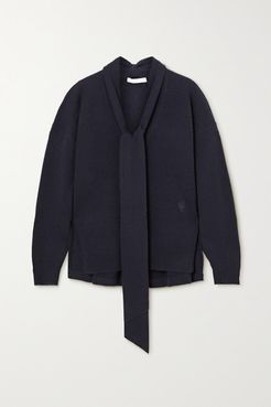 Tie-detailed Cashmere Sweater - Navy