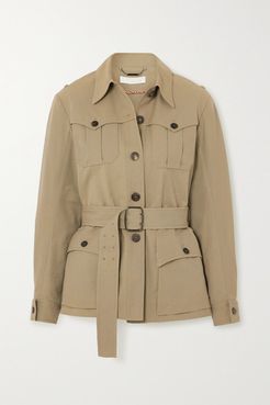 Belted Cotton-blend Canvas Jacket - Green