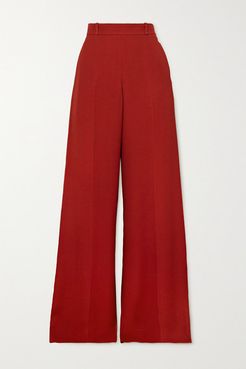 Crepe Wide-leg Pants - Red