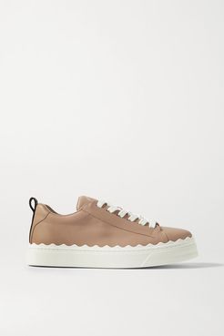 Lauren Scalloped Leather Sneakers - Beige