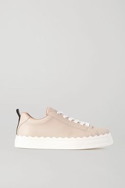Lauren Scalloped Leather Sneakers - Beige