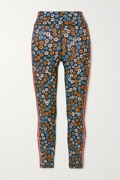 Atacama Dance Striped Floral-print Stretch Leggings - Navy