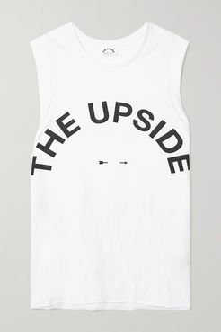 Muscle Printed Organic Cotton-jersey Tank - White