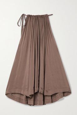 Net Sustain Ripple Gathered Washed-satin Top - Brown